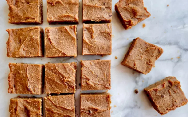 Peanut Butter Blondies with Cacao Nibs Photo by Jackie Newgent, RDN, CDN from https://diabetesfoodhub.org