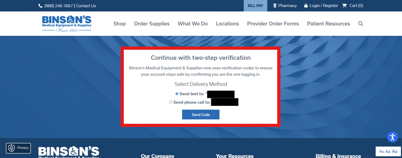 Screenshot showing how to log in with two-factor auth